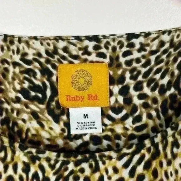 Ruby Rd Womens Animal Print Top Tunic Blouse Shirt Tee Size Medium - Picture 3 of 5